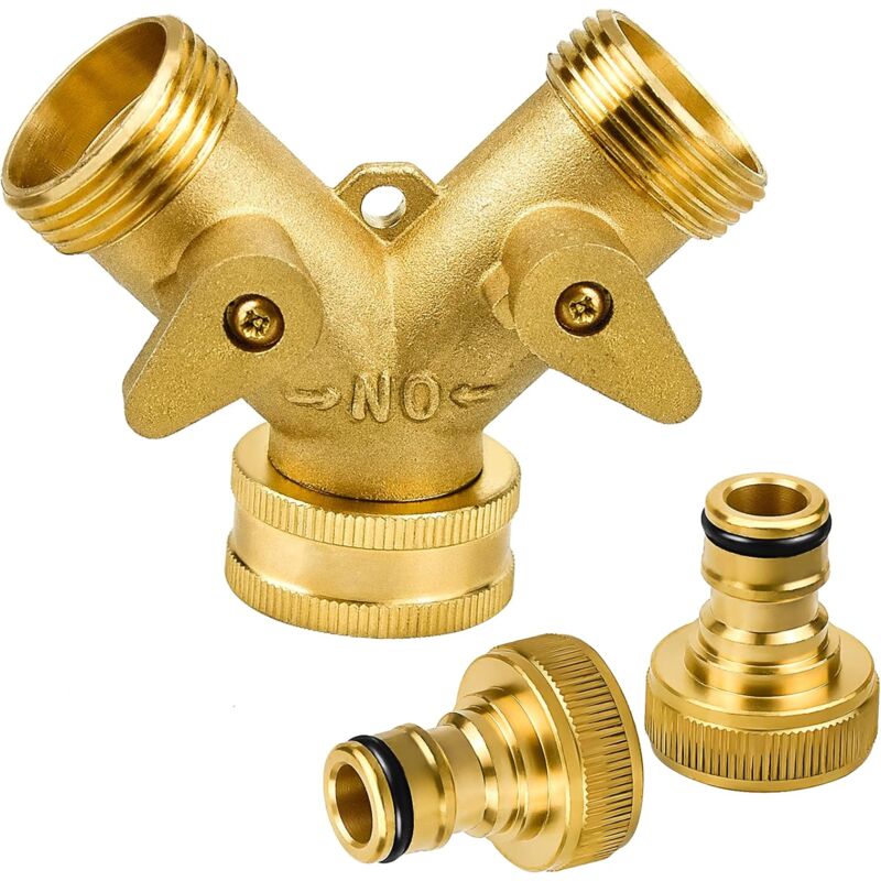 2-Way Y-Distributor With 3/4" Brass Quick Connect For Irrigation Tool Connection