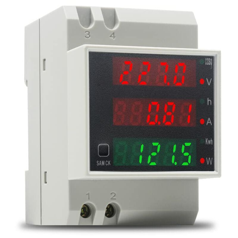 Din Rail Electricity Meter Single Phase Energy Meter Digital Voltmeter Ammeter Ac 80-300V 100A Wattmeter 1 Phase Power