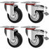 4 pcs Set 75Mm Swivel Castors With Brake - Furniture Castors Up To 50Kg Per Wheel - Heavy Duty - Rubber For Indoor And