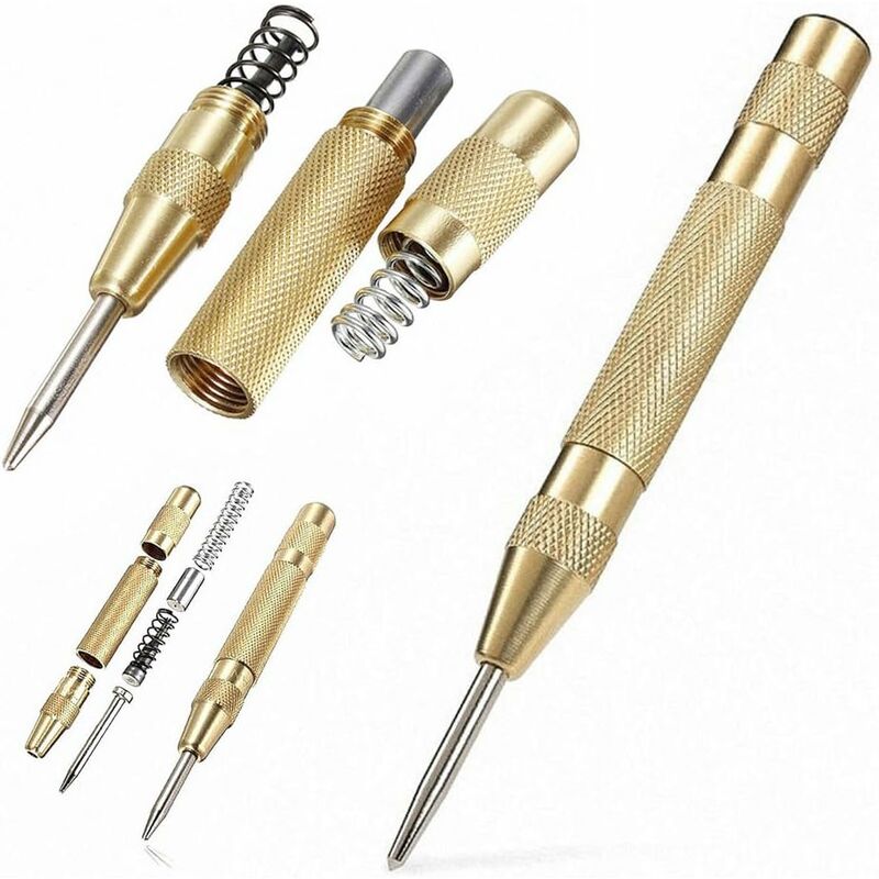 5" Automatic Center Punch Stainless Steel With Adjustable Stroke, Determines Drilling Position For Steel, Wood, Plastic