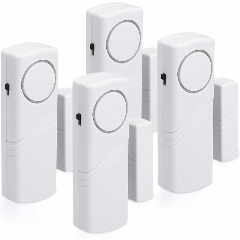 Door And Window Alarm - Pack Of 4 Wireless Intruder Alarms - Home Security Against Burglary - Magnetic Operation - 90 Db