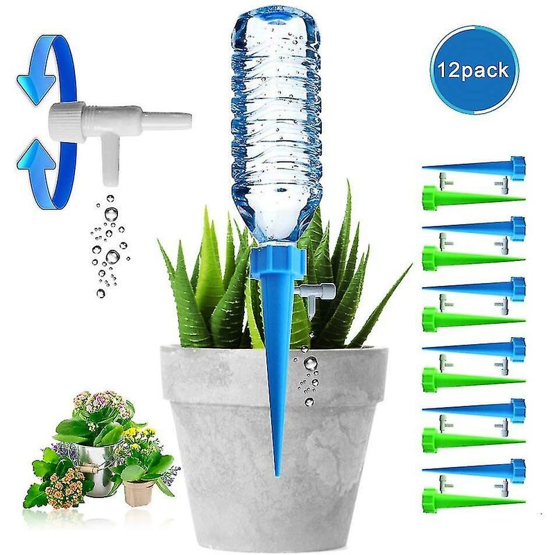 Drip Bottle, Automatic Plant Waterer, Drip Irrigation With Control Valve For Garden, Home, Indoor, Outdoor（12Pc）