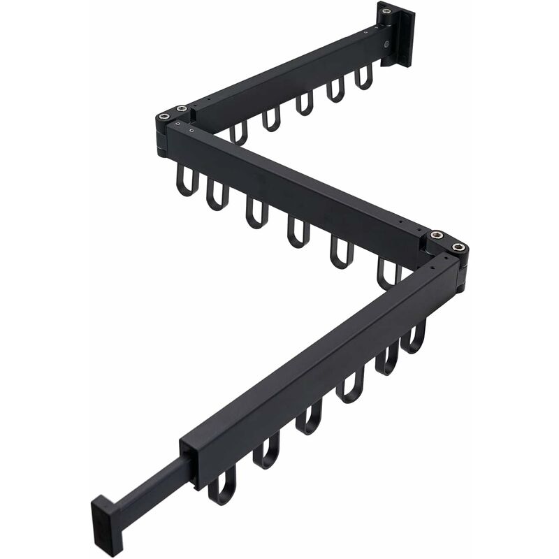 3 Tier Extendable Wall Mounted Clothes Drying Rack For Balcony And Bathroom Black Foldable Wall Mounted