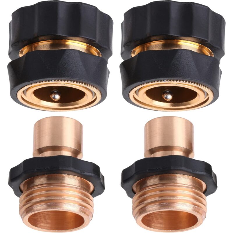 Garden Hose Quick Connectors, 3/4 Inch, 2 Sets (2 Female + 2 Male) Quick Connect Water Hose Connectors, Hose Fittings,