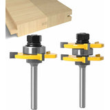 6Mm Shank Matched Tongue And Groove ROuter Bit Set 3 Teeth T Shape Wood Cutter Cutting Woodworking Tool (6Mm)