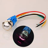 12V-24V/5A 16Mm Pre-Wired Momentary Horn Push Button Switch Waterproof Metal Button With Red LED