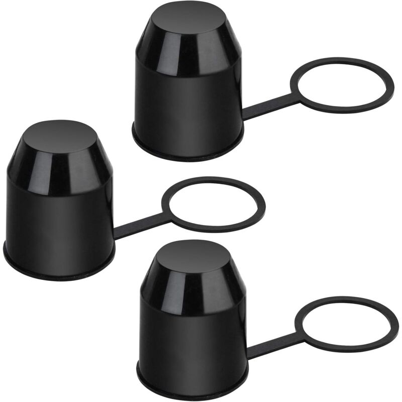3 pcs Set Protective Caps For Trailer Hitch. Plastic - With Safety Ring - Weatherproof And Car Wash Resistant.