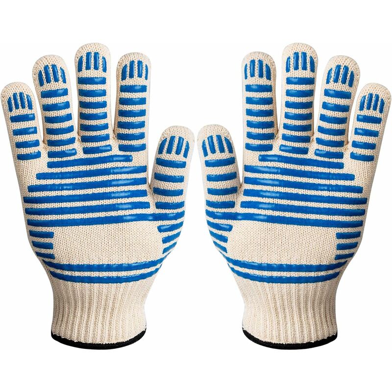 Bbq Gloves, 350°C Heat Resistant Double Oven Gloves, Non-Slip Silicone Bbq Gloves For Cooking Welding, Grilling,