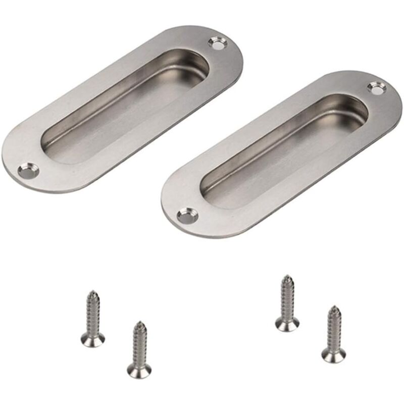 Flush Door Handle 2 Pieces Brushed Stainless Steel Flush Handle Sliding Door Handle Cupboard Door Handle With Screws