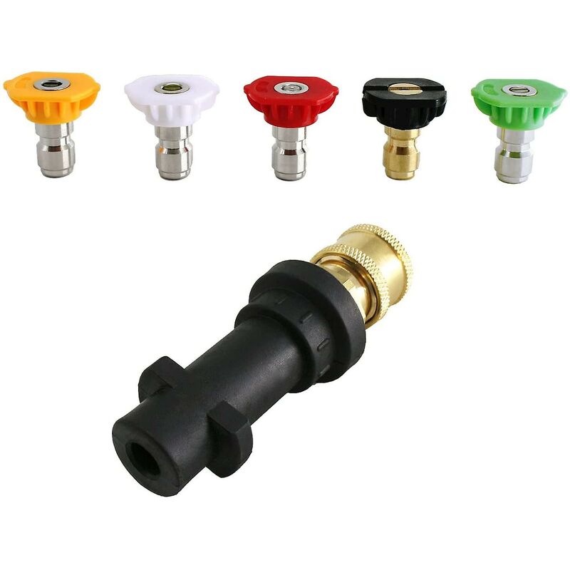 Pressure Washer Adapter, To 1/4" Quick Connect For Karcher K2-K7, With 5 Pressure Washer Nozzle Tips, Multi-Grade, 2.5