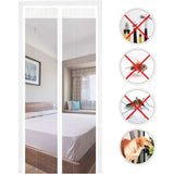 Magnetic Screen Door Automatic Closing Insect Screen Door Curtain With Magnets No Drilling (120X220Cm, White)