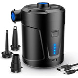 Electric Air Pump, 5000Mah Rechargeable Battery, Inflatable Mattress Inflator With 3 Air Nozzles, Fast Inflator For