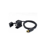 Din Hella Motorcycle Dual Usb Charger Socket Power Adapter 2.1A With 1.8M Cable For Phone / Iphone / Gps Satnav