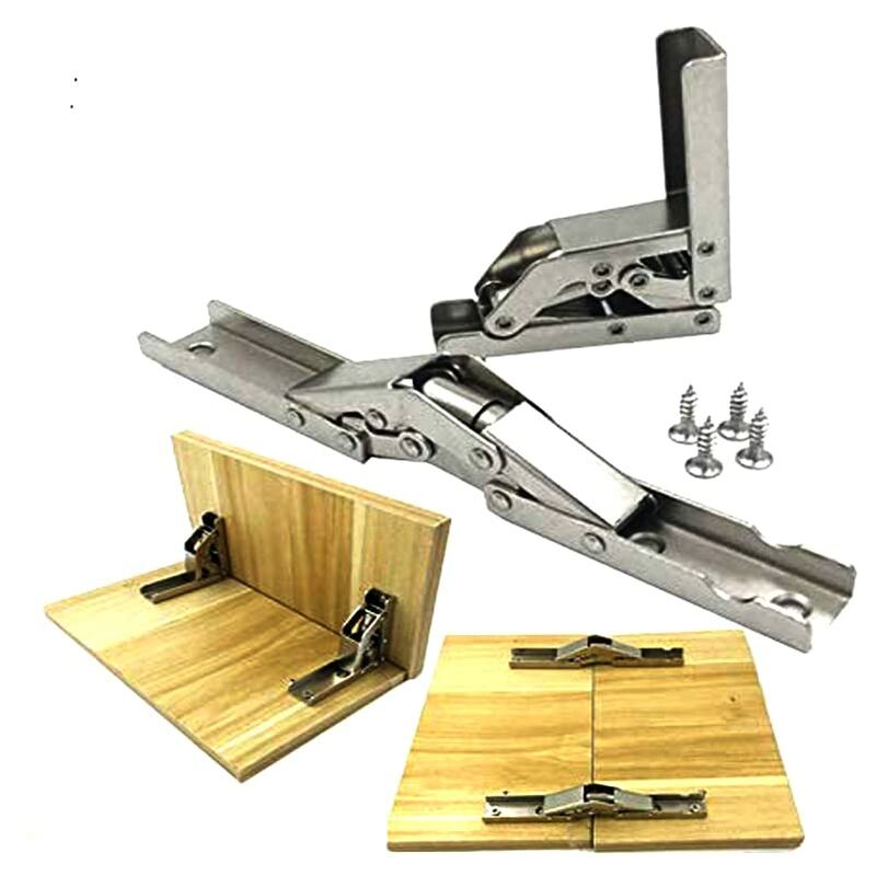 2 pcs Stainless Steel 90 Degree Folding Shelf Hinge Hidden Bracket Table Support Hinge Furniture Accessories Folding