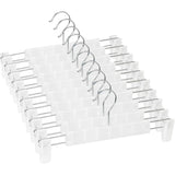 10 Pack Skirt Hangers, Trouser Hangers, With 2 Adjustable Non-Slip Clips, For Hanging Pants, Socks, Skirts - Translucent