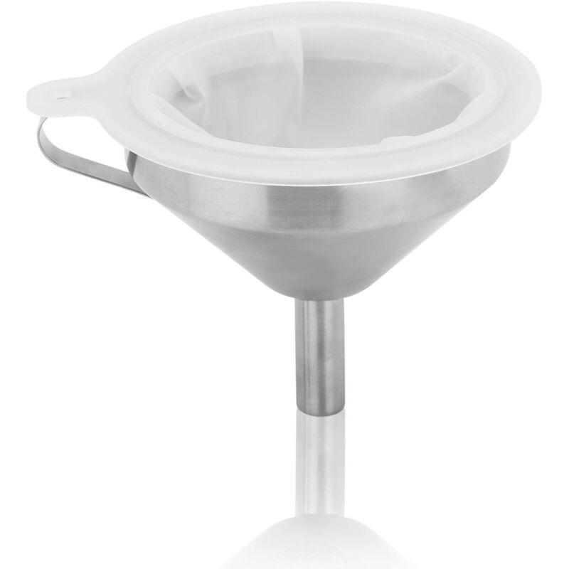 5" Food Grade Stainless Steel Kitchen Funnel With Removable 200 Mesh Filter And Handle Strainer Funnel For Oils, Juice,