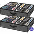 2 Pack Shoe Storage Bag With Clear Window - 12 Compartment Shoe Organizer For Under Bed Storage, Black Linen Fabric