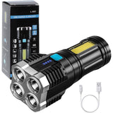 Super Bright LED Torches, Usb Rechargeable Torch With Side Light 4 Modes Cob Powerful Lumens For Outdoor Camping Torch