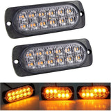 2 pcs 12 LED Amber Strobe Brake Light, 12V 24V LED Light Bar For Offroad Vehicle Car Van Boat Trailer Caravan, 3000K
