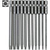 11 Piece Long Torx Screwdriver Bit Set - Magnetic Bits - 1/4" Hex Shank - Sizes T6 To T40 - 100Mm Length