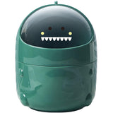 Mini Desktop Trash Can With Lid For Bathroom Kitchen Office Cartoon Style Portable Green