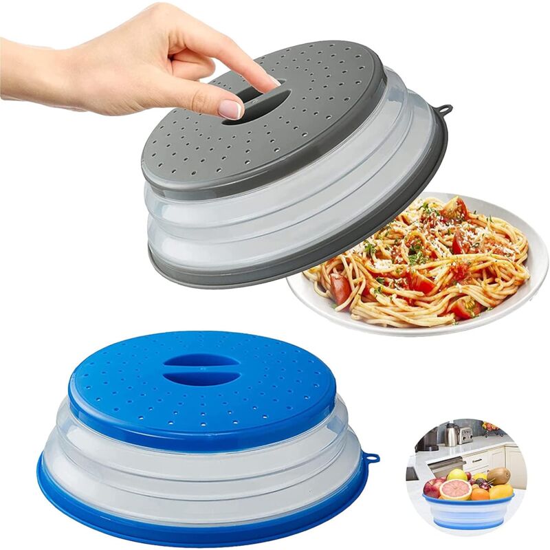 Foldable Microwave Cover, 2 Pieces Foldable Microwave Cover, Food Heating Cover Microwave Splatter Cover With Steam
