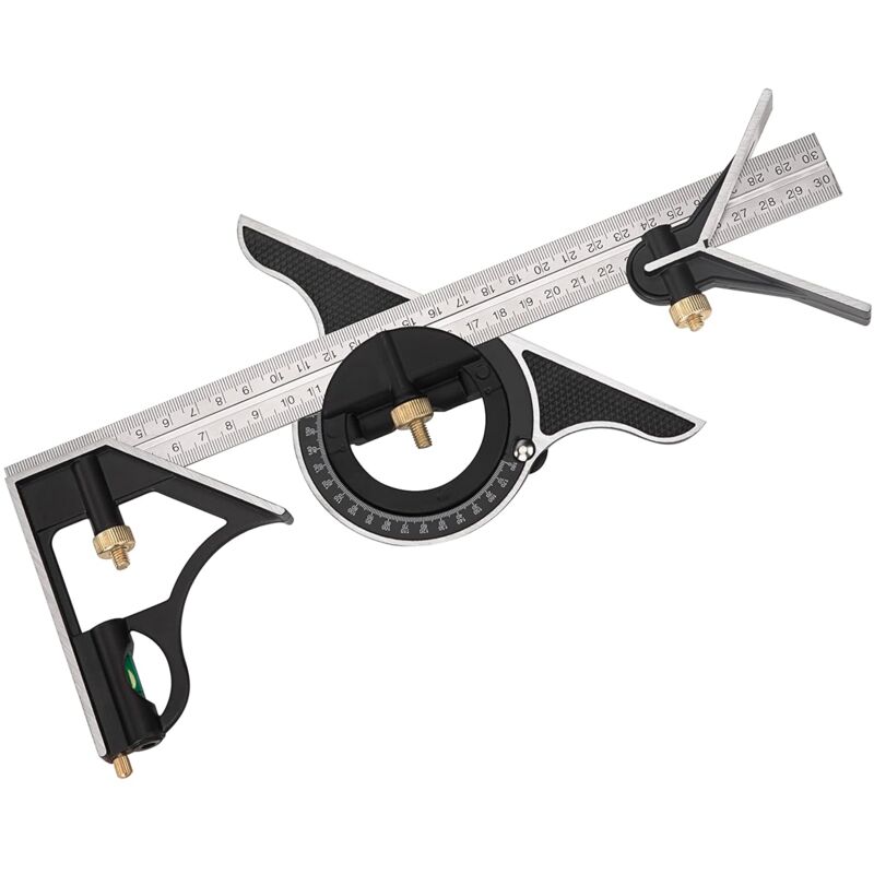 Metal Combination Square Multi-Function Carpentry Ruler Combination Angle Ruler With Zero Level Protractor Straight