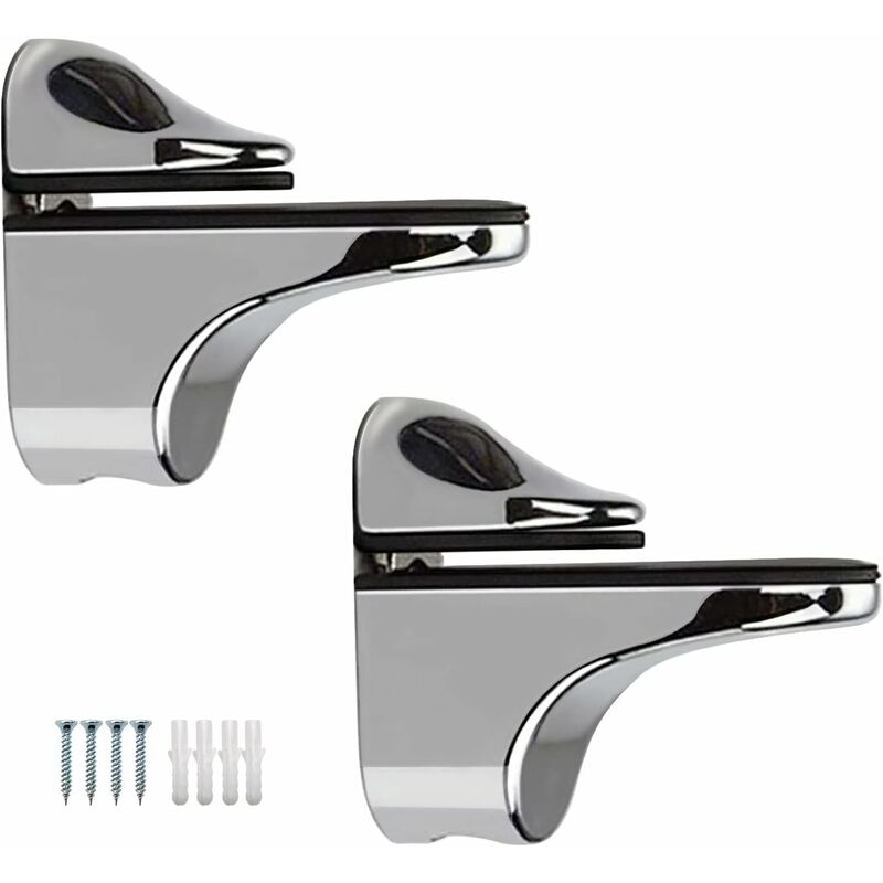 2-Piece Adjustable Glass Shelf Bracket, Support For 5-21Mm Thickness Wood/Glass Shelves