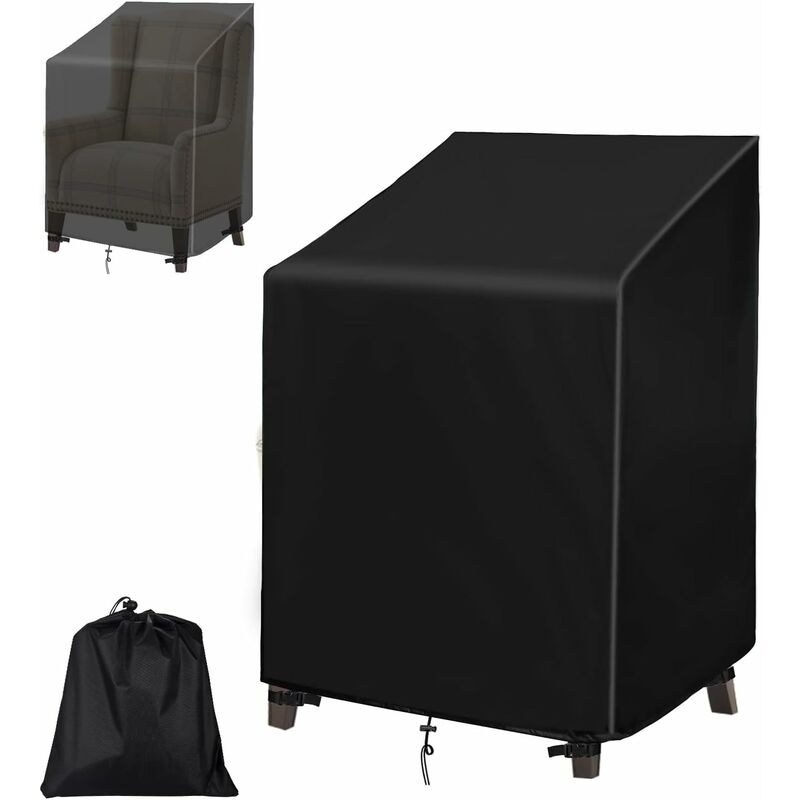 Garden Chair Cover (68×68×80/120Cm), 210D Oxford Waterproof Stacking Chair Cover, Outdoor Stackable Chair Cover, Garden