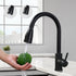 Black Kitchen Faucet, Stainless Steel Pull-Down Sprayer Sink Mixer Tap, 2 Spray Modes Kitchen Mixer Tap, High Spout And