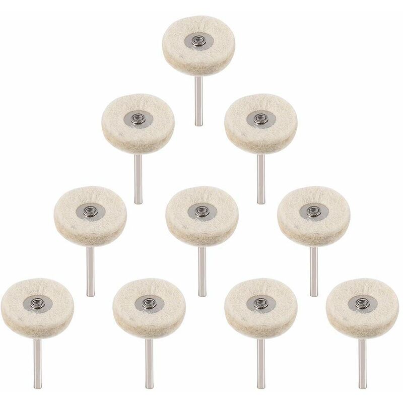 10 pcs Polishing Wheel 25Mm Wool Felt Buffing Wheels Drill Grinder Wheels Brushes ROtary Tool With Handle