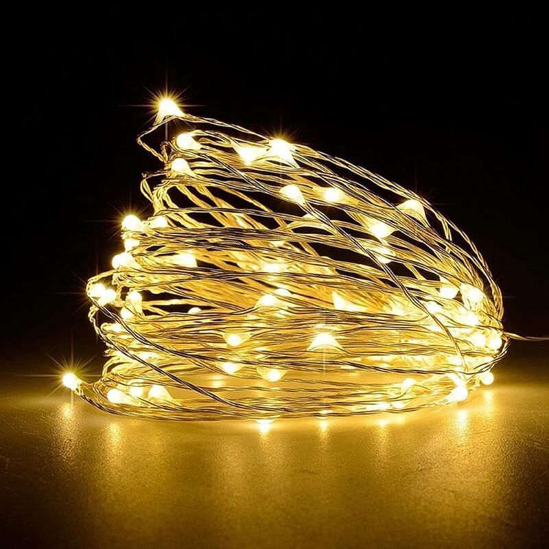 LED String Lights, [1 Pack] Battery Operated Fairy Lights With 5M 50 Warm White LEDs On Silver Wire For Bedroom, Party,