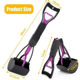 Foldable Dog And Cat Poop Scooper Pet Long Handle Pooper Scooper, Easy To Pick Up Waste, Black & Purple (Purple)