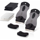 2 pcs Ceramic Hob Scraper With 10 Plastic Scrapers + 10 Metal Blades, Ceramic Hob Scraper For Removing Labels, Black