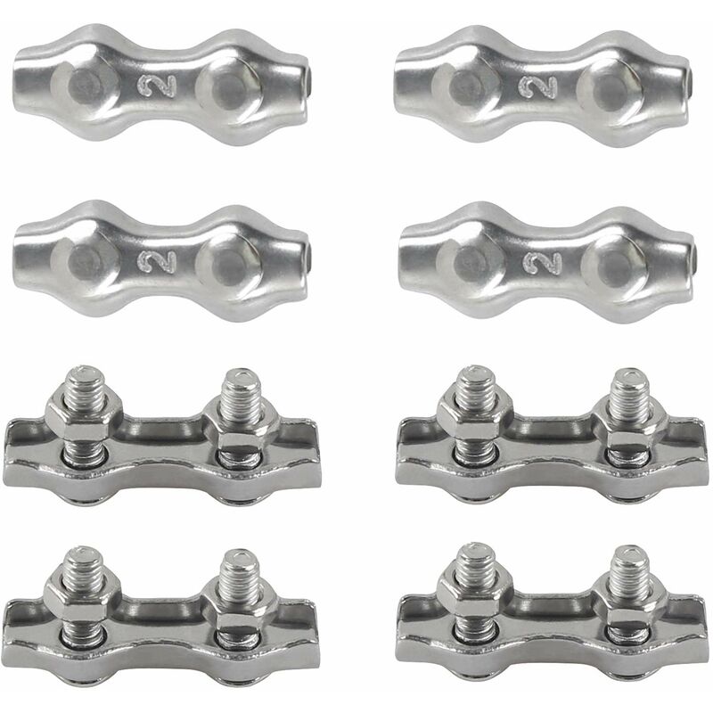 M2 Duplex Cable Clips 304 Stainless Steel Duplex Cable Clips For Wire ROpe Clotheslines Sun Sails Hanging Patio Fixed 8