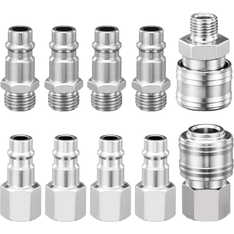 1/4" Bsp Pneumatic Quick Connector, 10 Pieces European Air Compressor Fitting, Compressor Connector For Pneumatic Hose