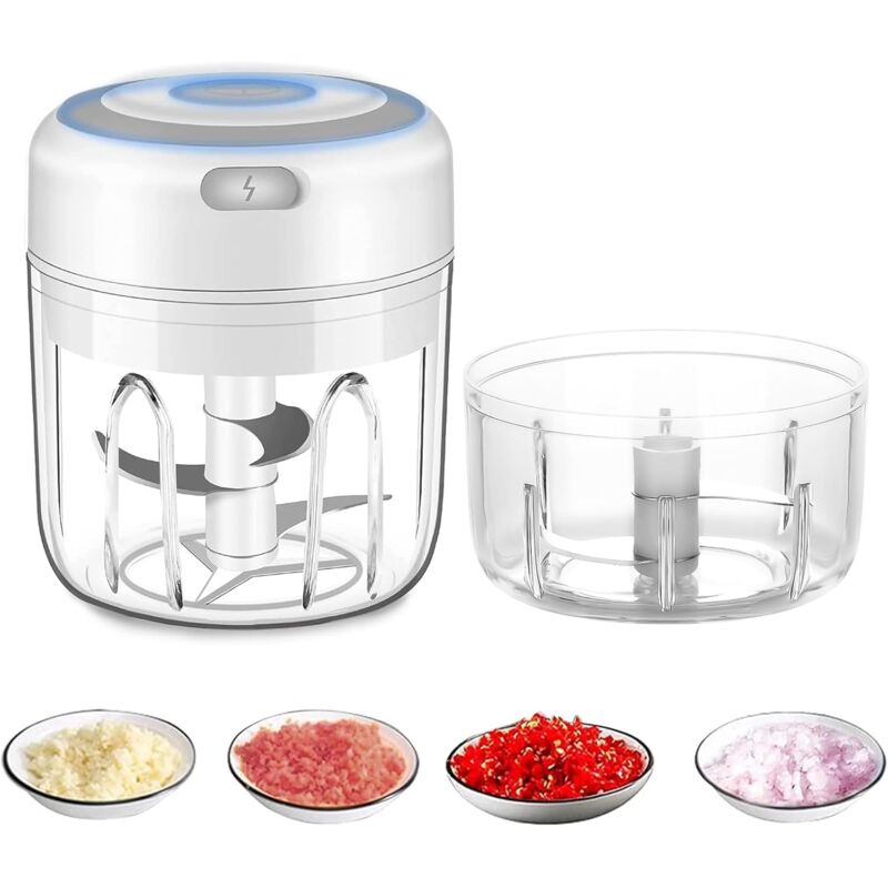 Cordless Electric Food Chopper, Mini Food Processor, 250Ml, Easy To Clean And Replace, Durable Electric Blender For