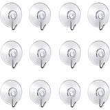 12 Pack Suction Cup Wall Hooks, Small Plastic Suction Cups With ROund Hook For Bathroom And Kitchen (4Cm)