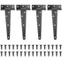 4 Pack Hinges, Black Barn Door Hinges, Door Hinges, Stainless Steel Flat Hinge For Gates, Closet - 6 Inch