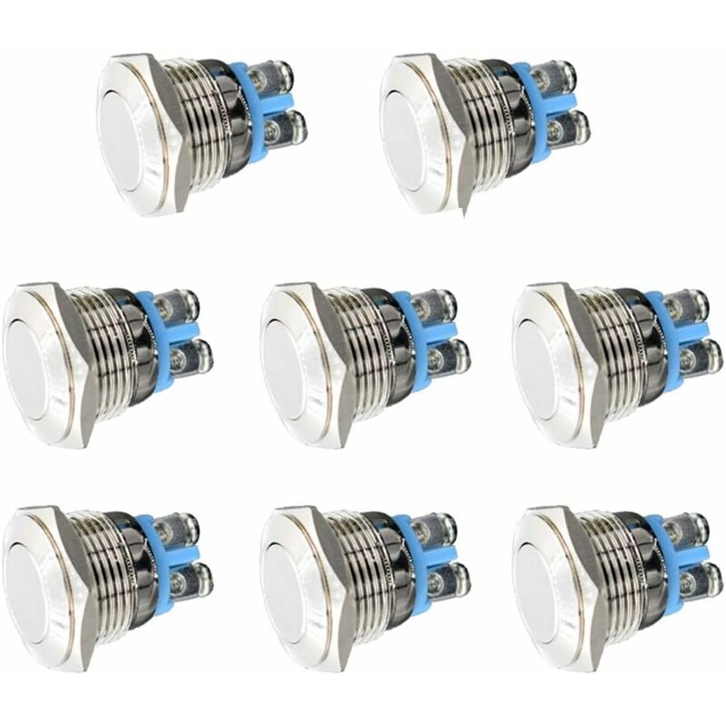 Momentary Metal Push Button Switch 12V 8 pcs 16Mm For Marine Waterproof Car Rv Truck Boat