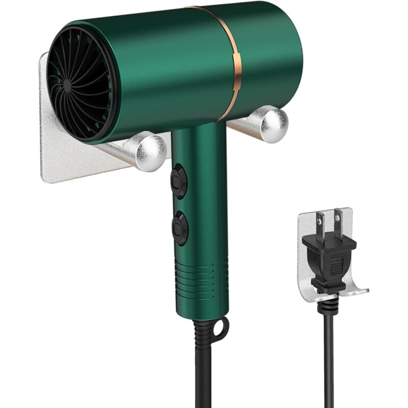 Universal Hair Dryer Holder Stainless Steel No Drilling Wall Mount Hair Dryer Holder Stick-On Holder Universal Holder