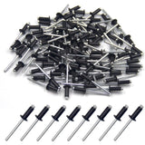 100 pcs 4.8 X 12Mm Aluminum Blind Rivets, Open End Rivets, Pop Rivets, Pack Of 100 (Black)