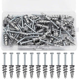 100 pcs Zinc Alloy Expansion Screw Set Combination 50 pcs Screws And 50 pcs Anchors - Metal Self-Drilling - For