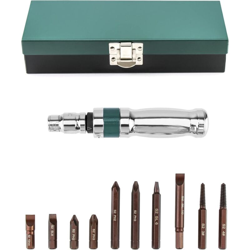Impact Screwdriver Set, Impact Driver + Adapter + Bits, 12 Pieces, 1/2"