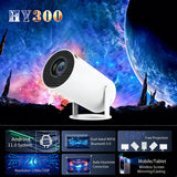 HY300PRO Mini Projector with WiFi and Bluetooth, Portable Projector 720p Support, Auto Keystone, 180 Degree Rotation, Smart Proyector for Home Outdoor