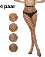 4-Piece Black Fishnet Tights - UNISIZE | Sexy Firm Herringbone Tights | Fishnet Tights | Fishnet Tights