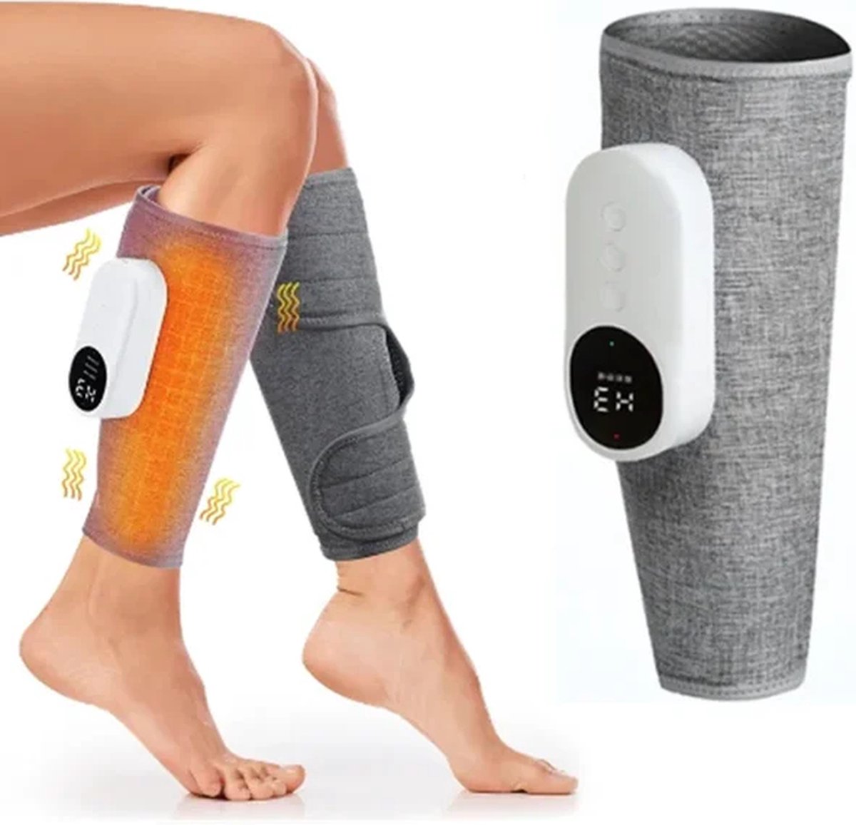 Leg massager - Calf massager - Leg massager for blood circulation -  Cordless massage - Air compression - Relieves leg pain - Adjustable intensity (grey)
