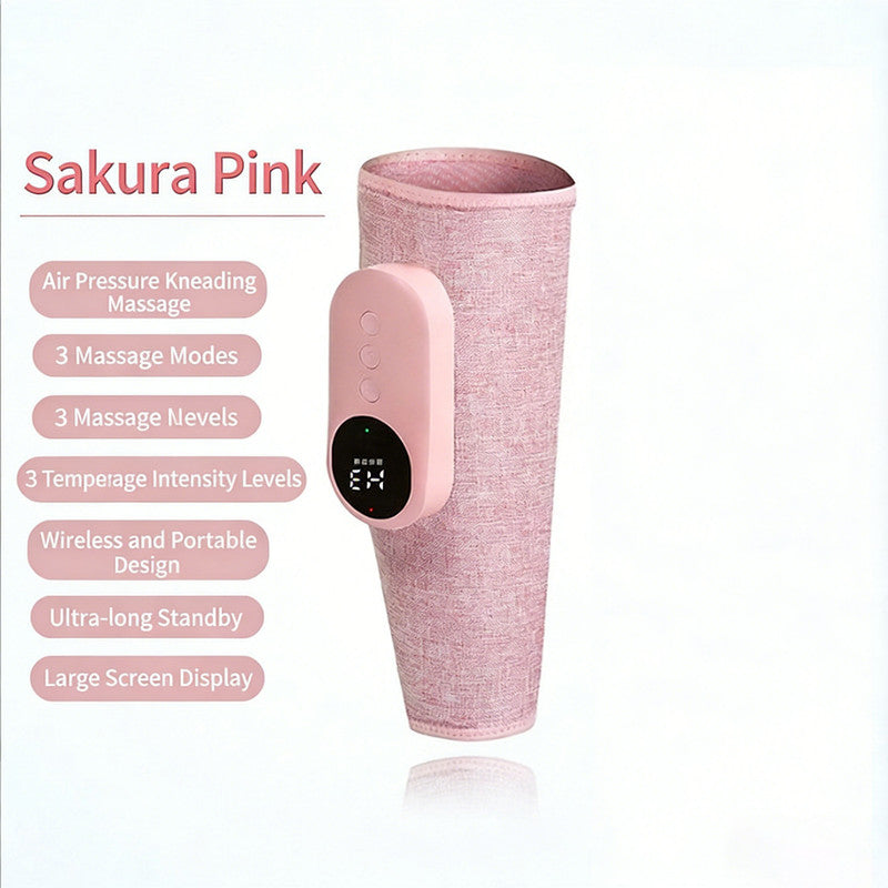 Leg massager - Calf massager - Leg massager for blood circulation -  Cordless massage - Air compression - Relieves leg pain - Adjustable intensity (pink)