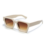 Square sunglasses - Women's sunglasses - Festival sunglasses - Rave sunglasses - Glasses - Thick frame - Beige with brown lenses
