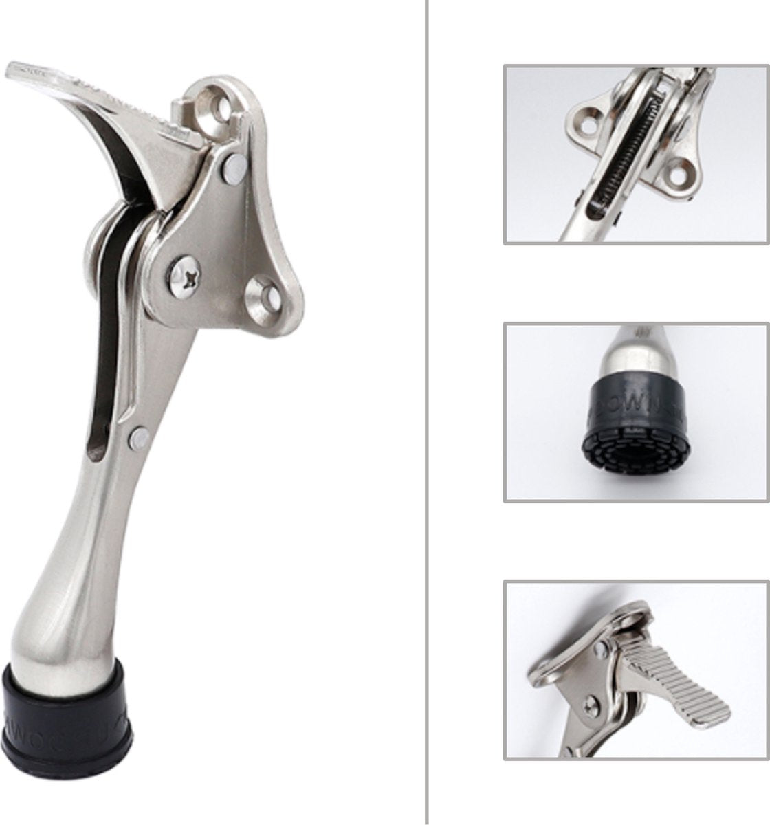 STACK Door Stop | Heavy-Duty Door Stop - Stainless Steel Door Stop - Indoor and Outdoor Door Stop - For Heavy Doors - Adjustable - Door Clamp - Door Protector - Door Handle Protector - Door Stop